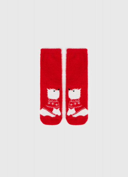 

Пушистые носки с рисунком для девочек, Красный