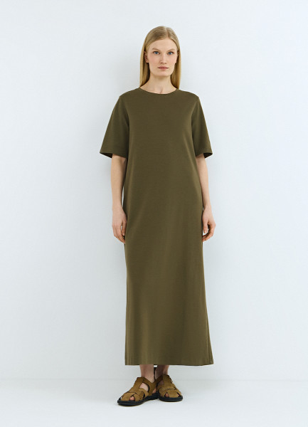 Платье-футболка из хлопка, Зеленый