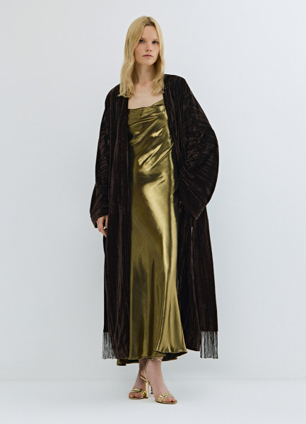 

Бархатное кимоно с поясом, Коричневый