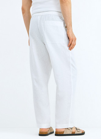 Брюки изо льна с эластичным поясом