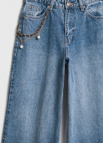 Широкие джинсы Wide leg с обвесом