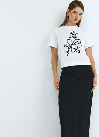 Льняная юбка миди с запахом