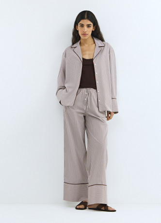 Хлопковая пижамная рубашка с длинным рукавом