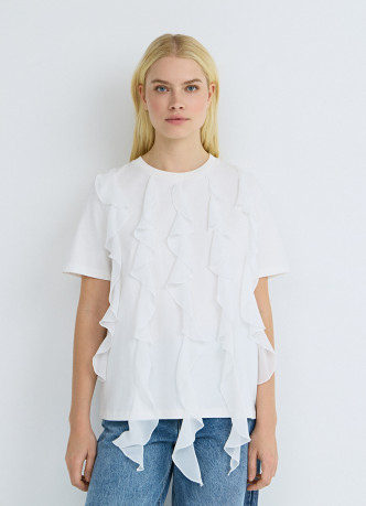 Футболка оверсайз с воланами