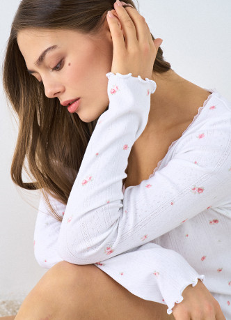 Лонгслив пижамный из трикотажа пуантель