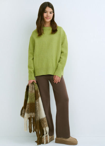 Вязаный джемпер для девочек, Зеленый