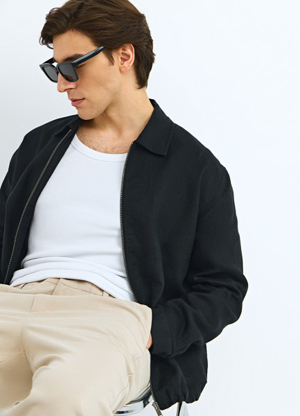 Куртка изо льна, Черный