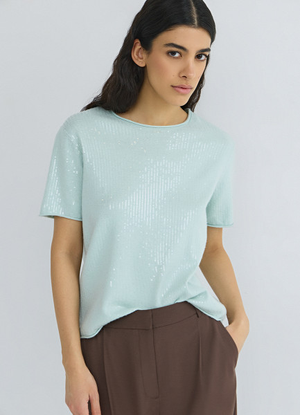 

Джемпер с пайетками и коротким рукавом, Зеленый