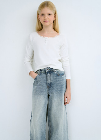 Лонгслив в рубчик для девочек