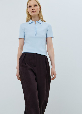 Поло в рубчик с коротким рукавом