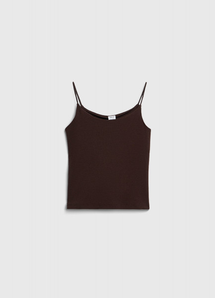 

Майка на тонких бретелях в рубчик для девочек, Коричневый