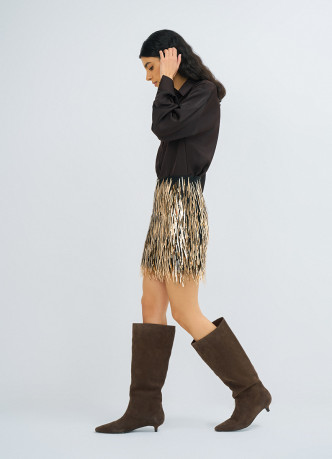 Мини-юбка с длинными пайетками