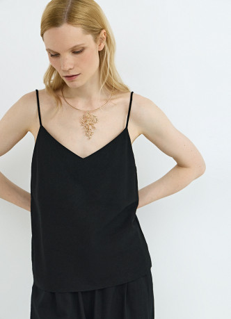 Топ изо льна на бретелях