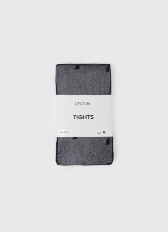 Колготки с узором в виде сердечек, 40 DEN