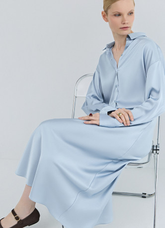 Атласная юбка миди А-силуэта