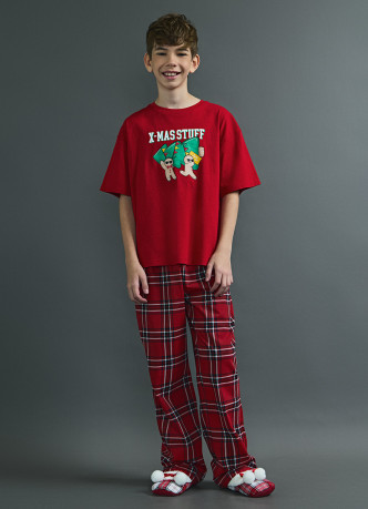 Брюки пижамные в клетку для мальчиков