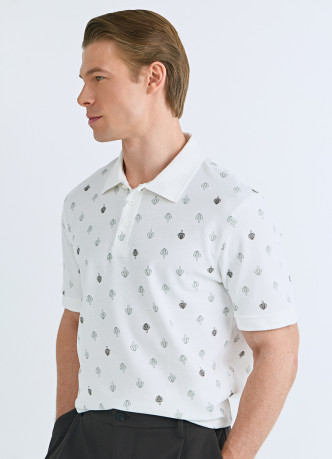 Поло из хлопка с принтом