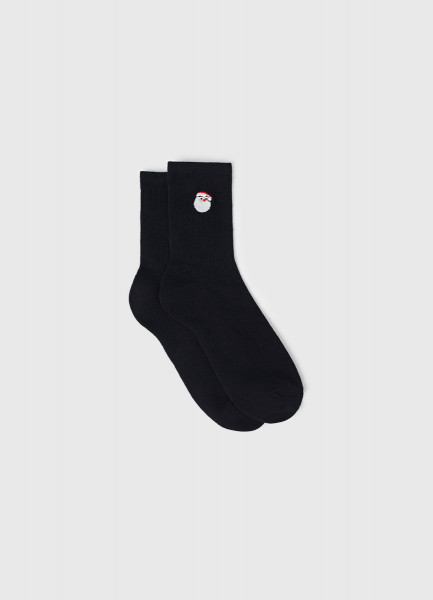 

Носки в рубчик с вышивкой, Синий