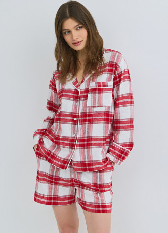 Пижамные шорты в клетку из фланели