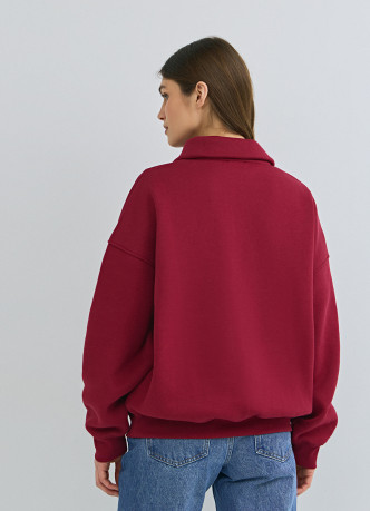 Свитшот с принтом и воротником на молнии