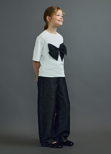 

Джинсы Straight с люрексом для девочек, Черный