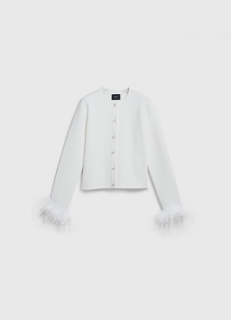 Кардиган с декором из перьев