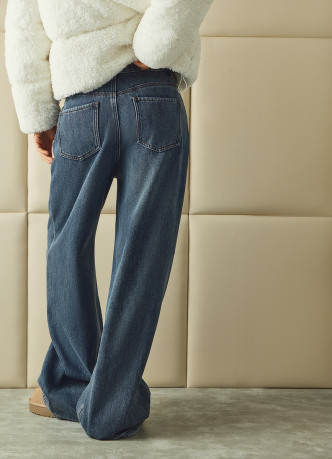 Утеплённые широкие джинсы