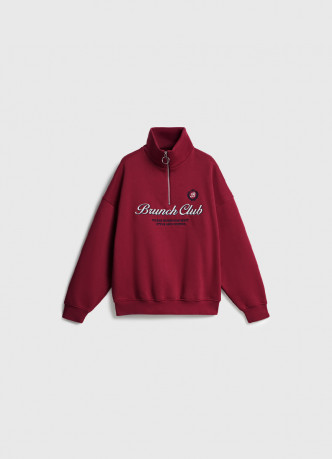 Свитшот с принтом и воротником на молнии