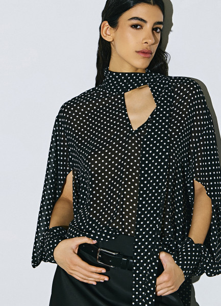 

Блузка из шифона с разрезами на рукавах, Черный
