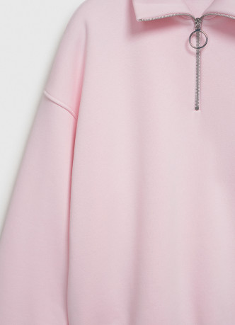 Свитшот с принтом и воротником на молнии