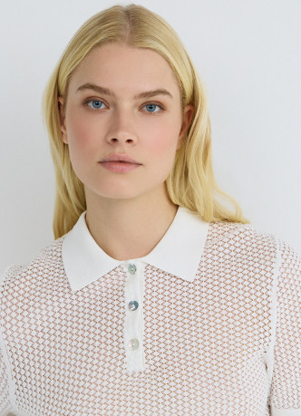 Джемпер поло из ажурной пряжи