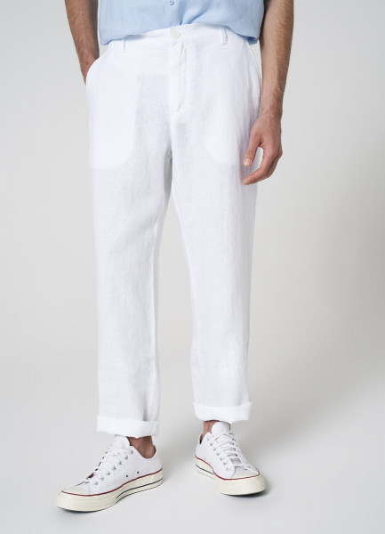 Льняные брюки, Белый O`Stin MP46ACO02-00, размер 50-52 - фото 2