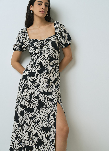 

Платье миди с разрезом, Черный