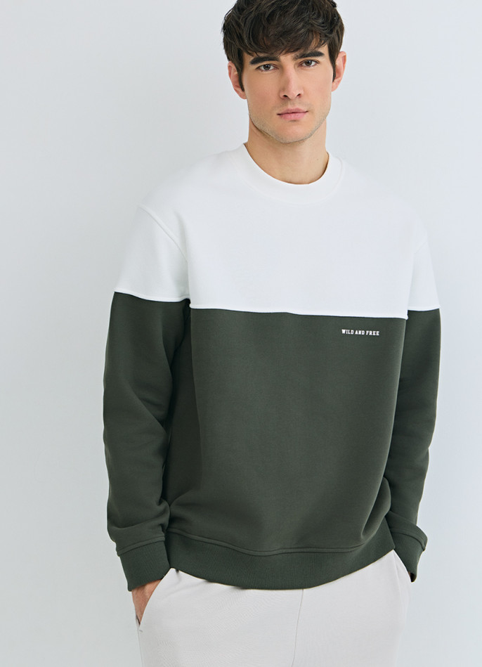 Свитшот колор-блок с надписью