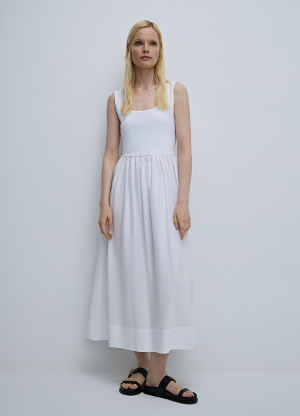 Хлопковое платье миди, Белый O`Stin LR46AIO02-01, размер 48 - фото 4