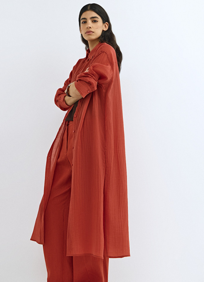 Длинная рубашка из жатой ткани