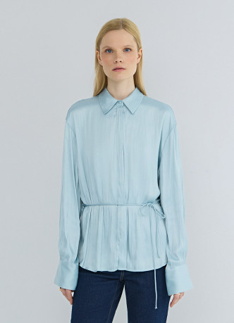 Блузка из сатина с поясом