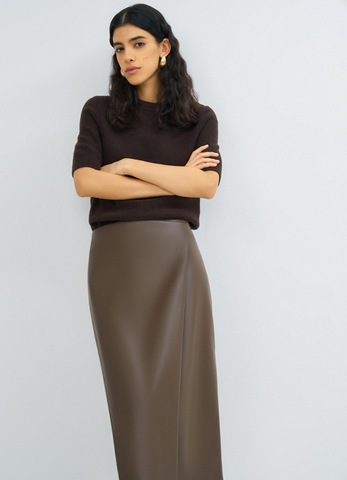 Юбка миди из искусственной кожи