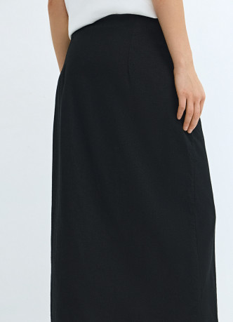 Льняная юбка миди с запахом