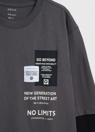 Лонгслив с двойным рукавом для мальчиков