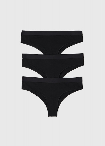 

Трусы-бразилиана с мягкой резинкой, 3 шт., Черный