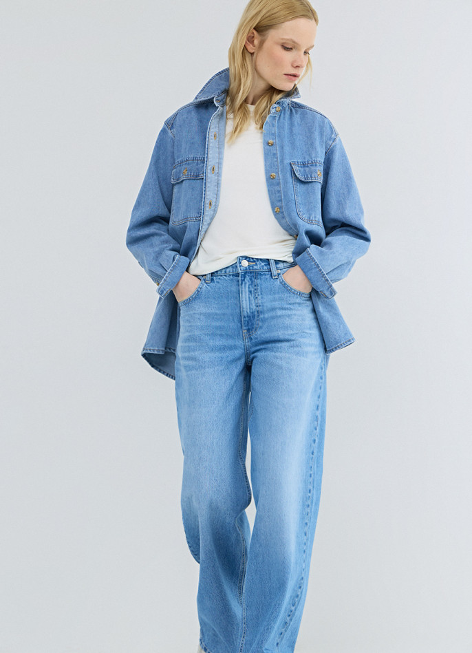 Ультраширокие джинсы с высокой посадкой