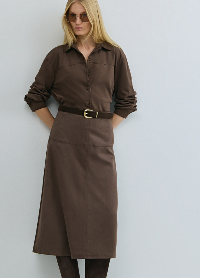 Юбка миди из искусственной замши