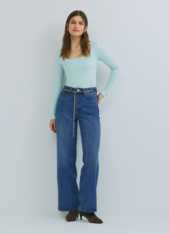 Широкие джинсы Wide leg с ремнём