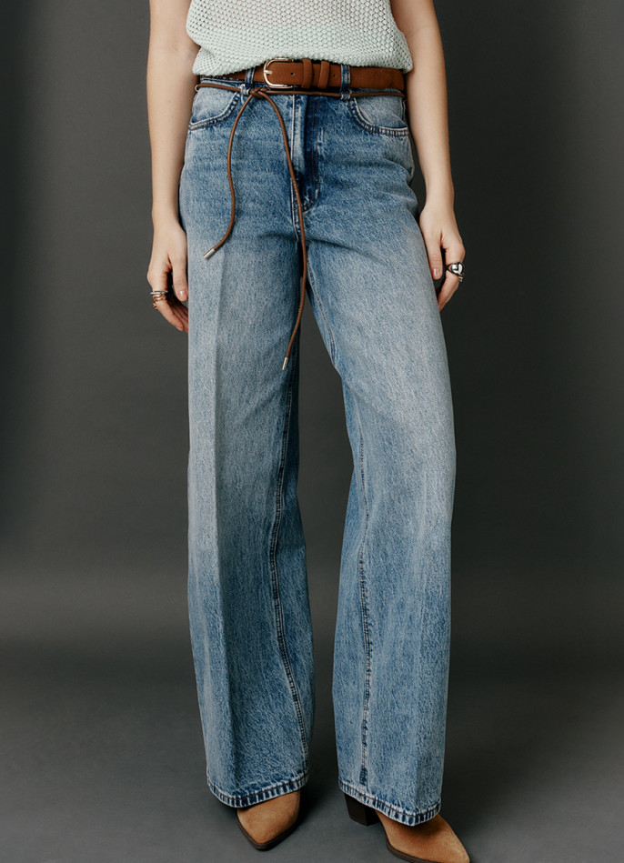 Широкие джинсы Wide leg с ремнём