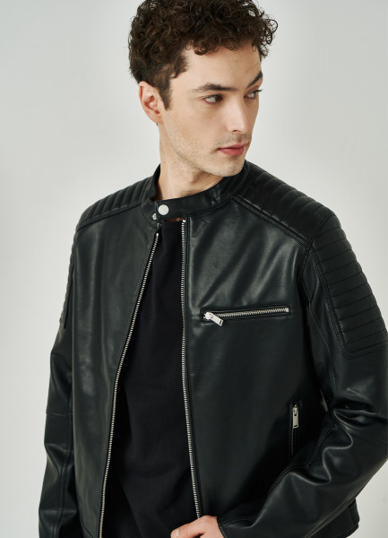 Куртка в байкерском стиле из экокожи, Черный блузон la redoute кожаный в байкерском стиле xxl черный