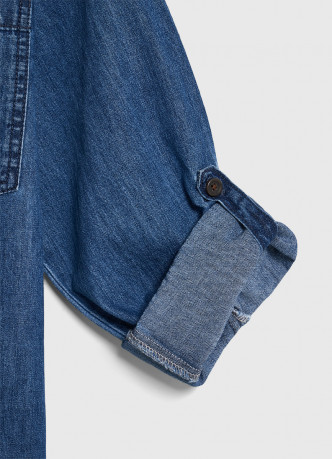 Рубашка джинсовая с карманом для мальчиков