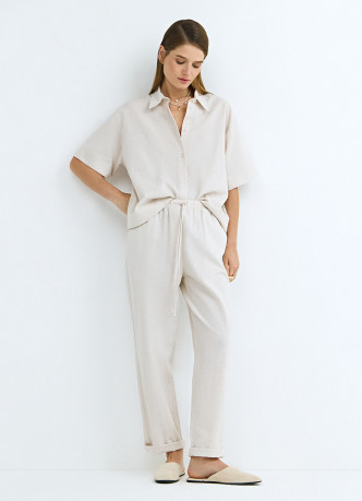 Рубашка изо льна и хлопка с коротким рукавом