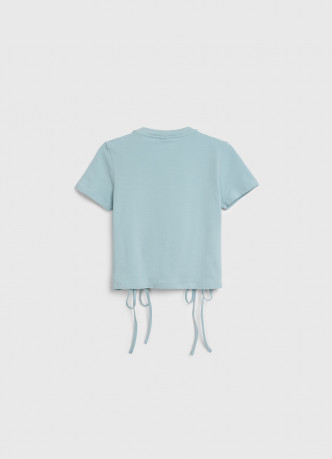 Футболка с драпировкой и завязками для девочек