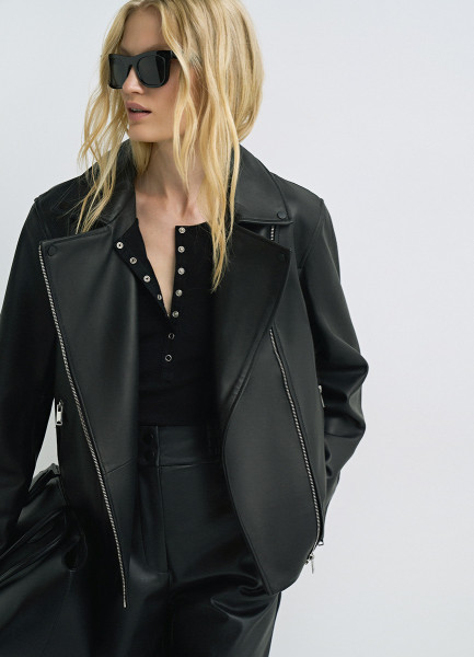 

Куртка-косуха из натуральной кожи, Черный